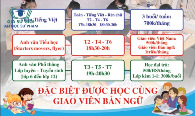 Lớp dạy thêm cho học sinh từ lớp 1 đến lớp 12 - Tuyển sinh - Luyện thi Đại Học